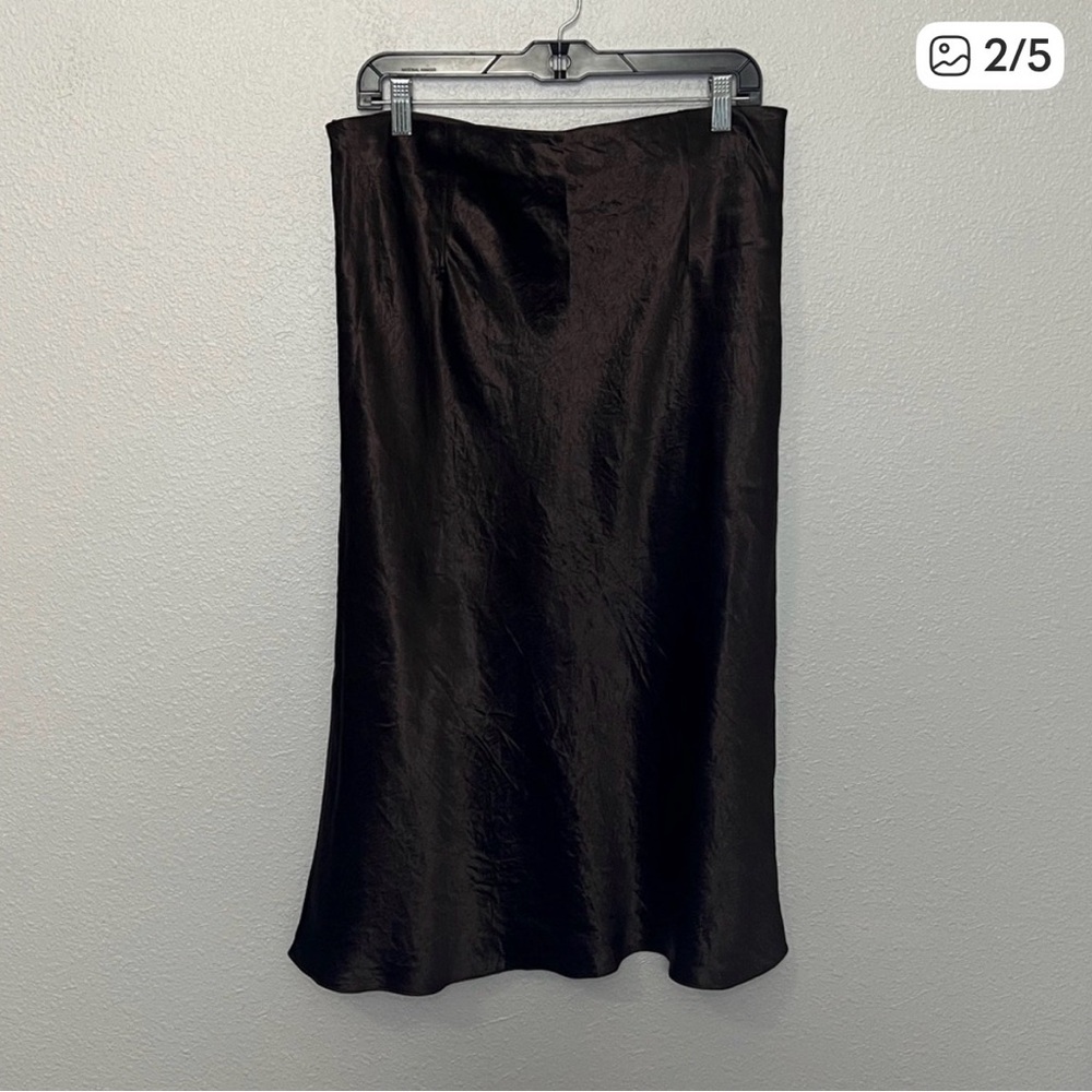 Aritzia Babaton Satin Slip Skirt Brown Size 16 - Picture 3 of 3